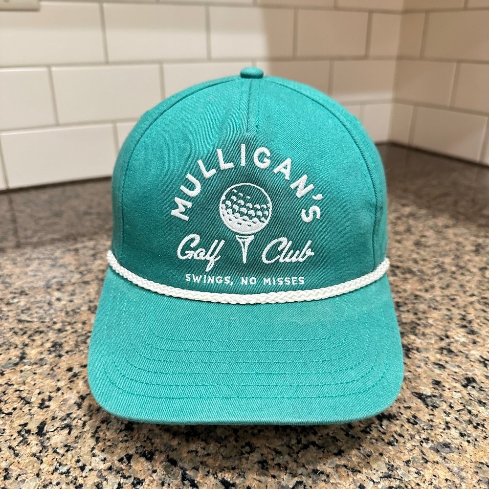 MULLIGAN'S Golf Club Hat Mighty Fine Snapback Adjustable Teal Green Rope Cap
